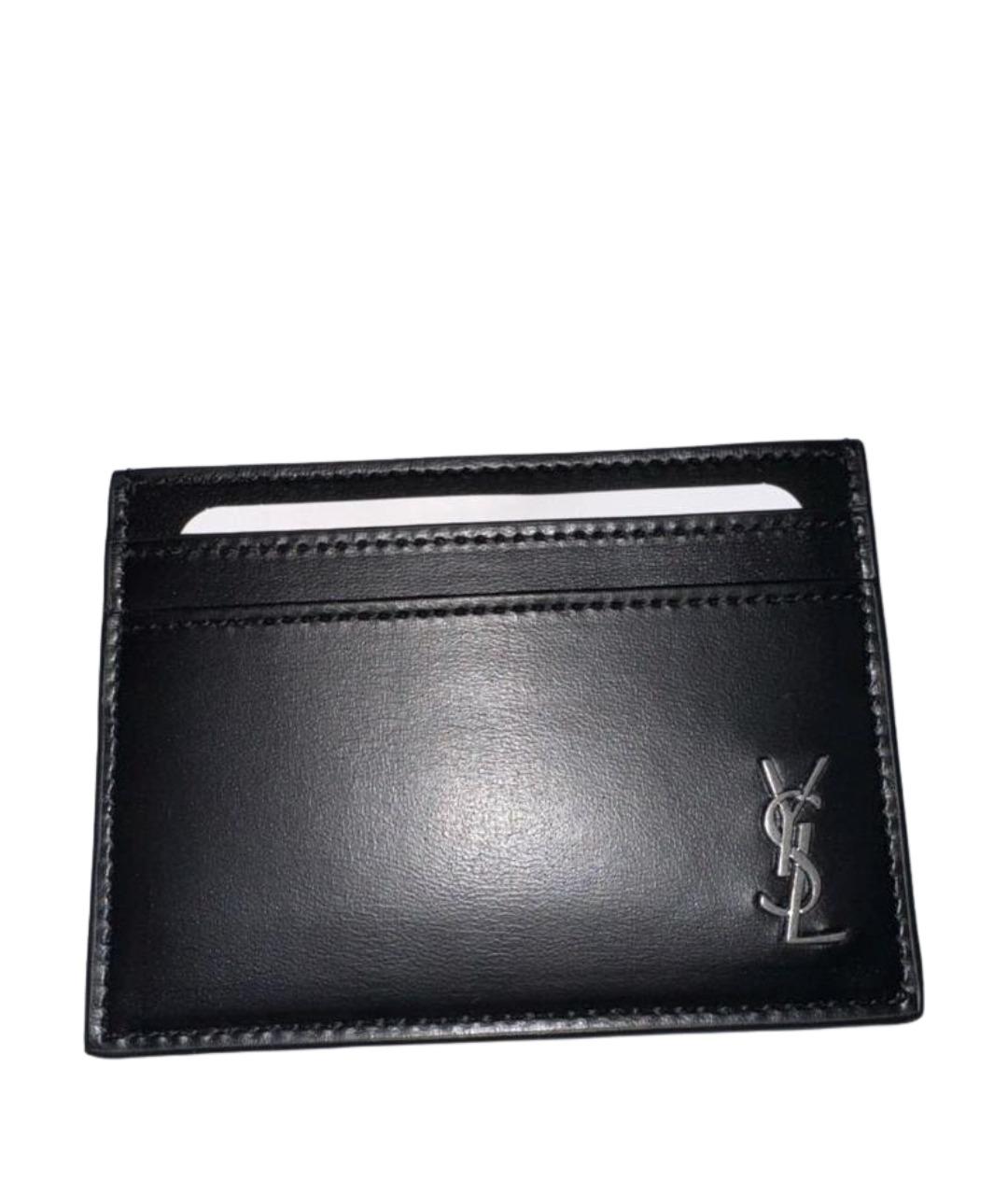 SAINT LAURENT Черный кожаный кардхолдер, фото 1