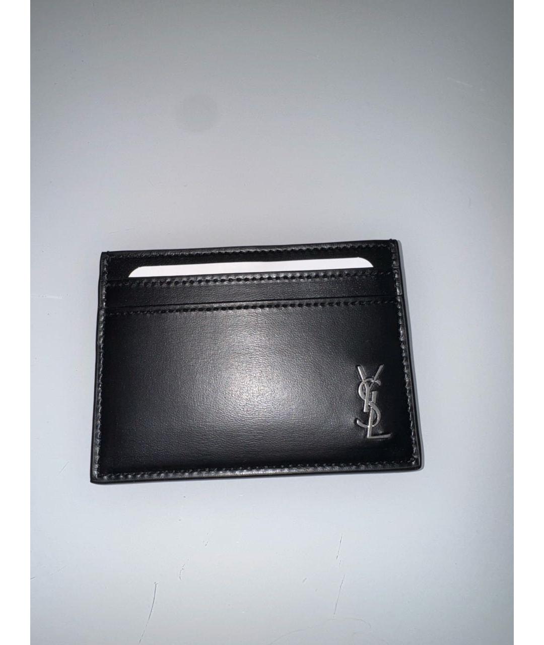 SAINT LAURENT Черный кожаный кардхолдер, фото 7