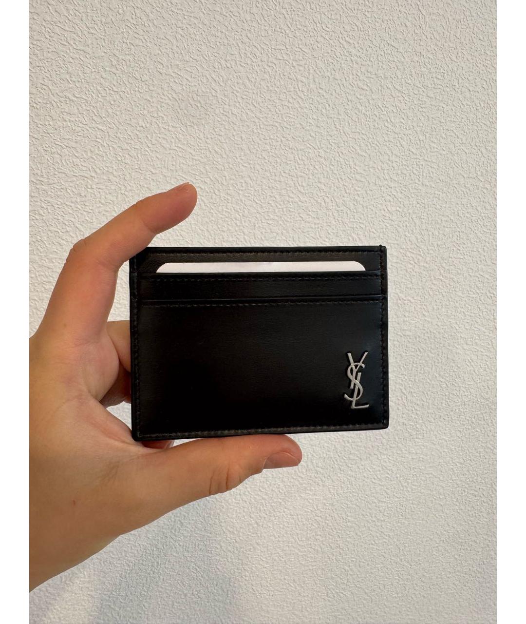 SAINT LAURENT Черный кожаный кардхолдер, фото 4