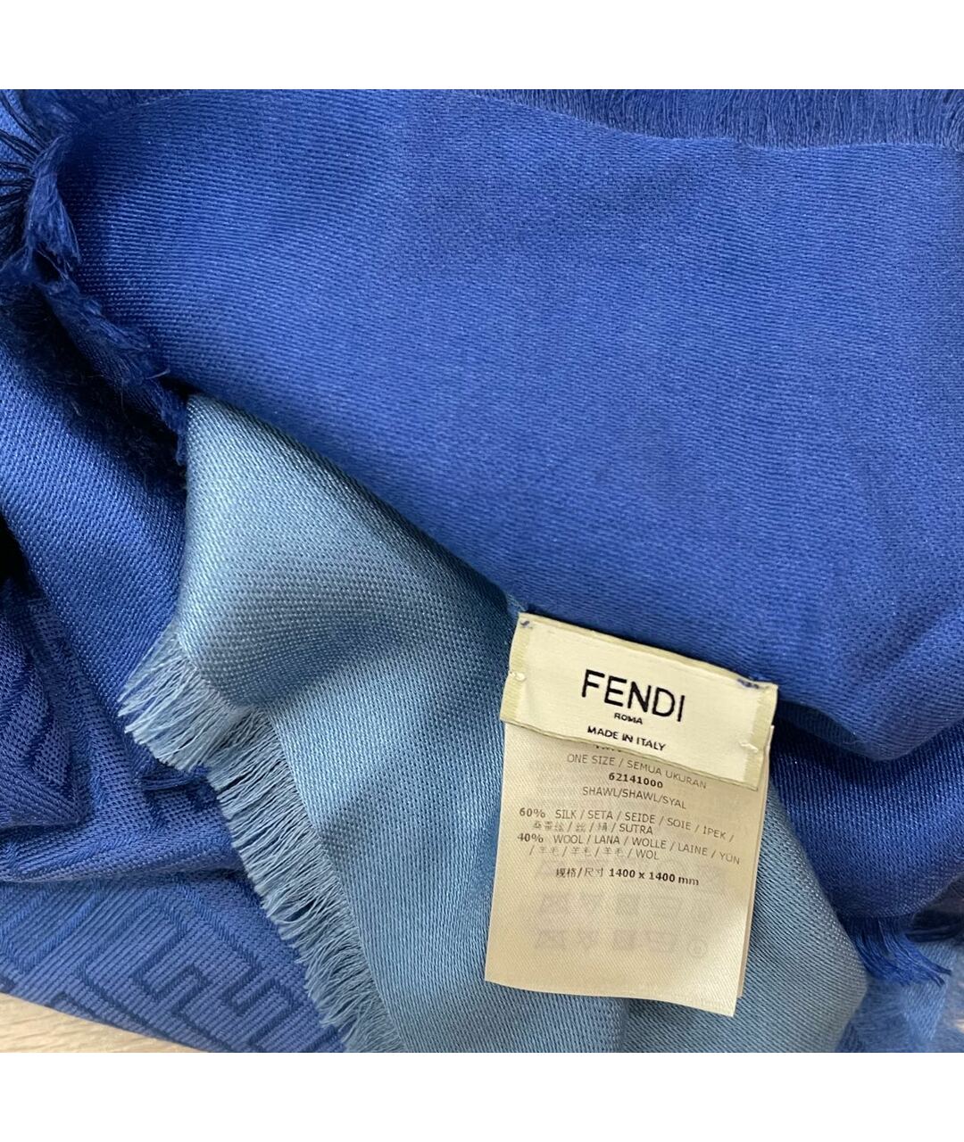 FENDI Синий шерстяной шарф, фото 4