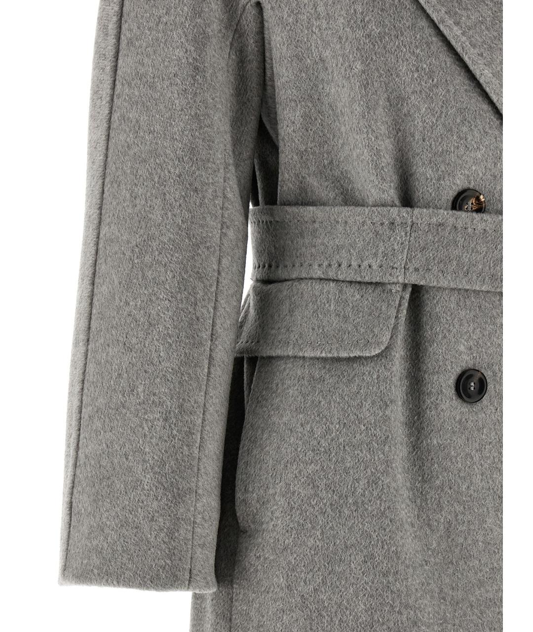 MAX MARA STUDIO Серое шерстяное пальто, фото 4