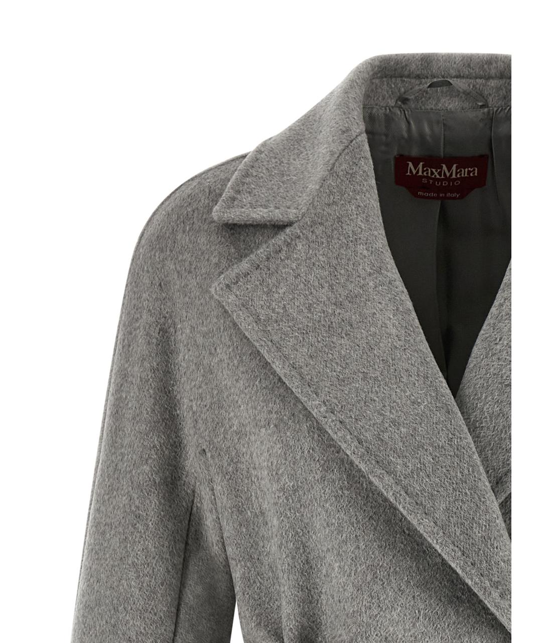 MAX MARA STUDIO Серое шерстяное пальто, фото 3