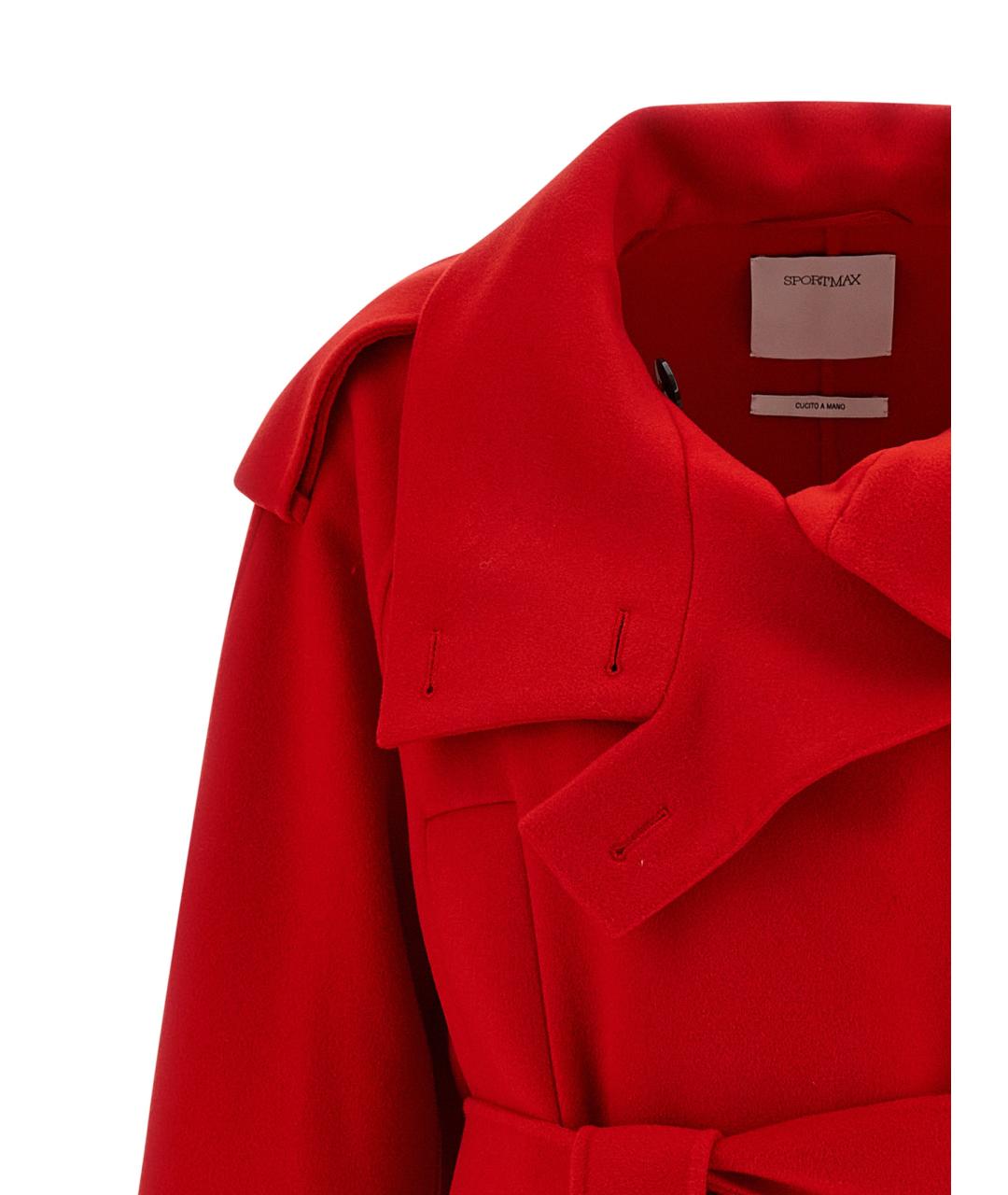 SPORTMAX Красное шерстяное пальто, фото 3