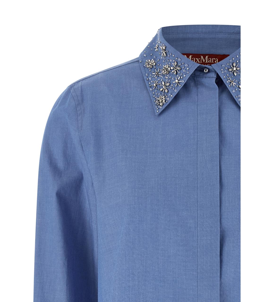 MAX MARA STUDIO Голубая хлопковая блузы, фото 3