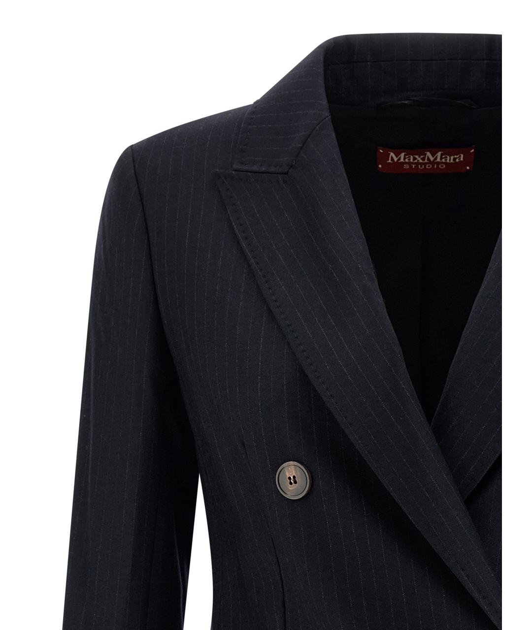 MAX MARA STUDIO Синий шерстяной жакет/пиджак, фото 3