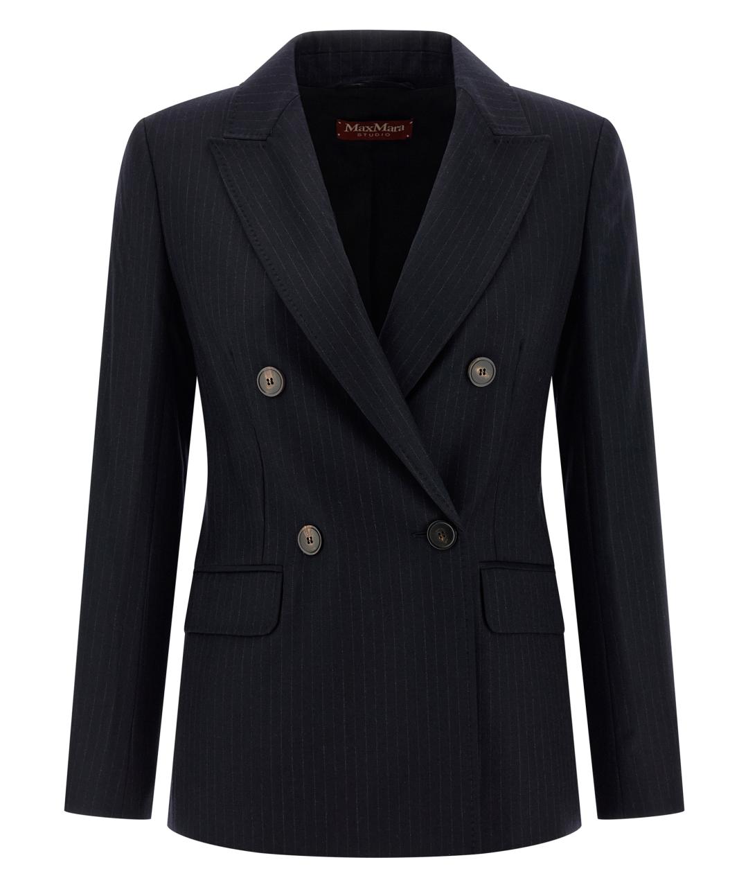 MAX MARA STUDIO Синий шерстяной жакет/пиджак, фото 1