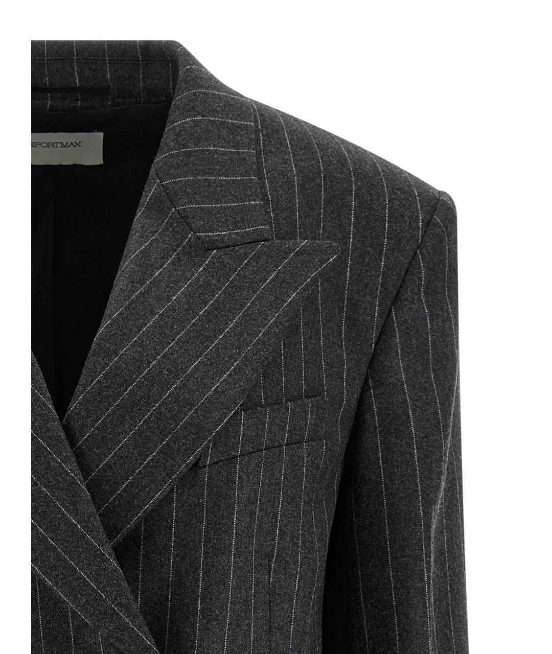 SPORTMAX Серый шерстяной жакет/пиджак, фото 3