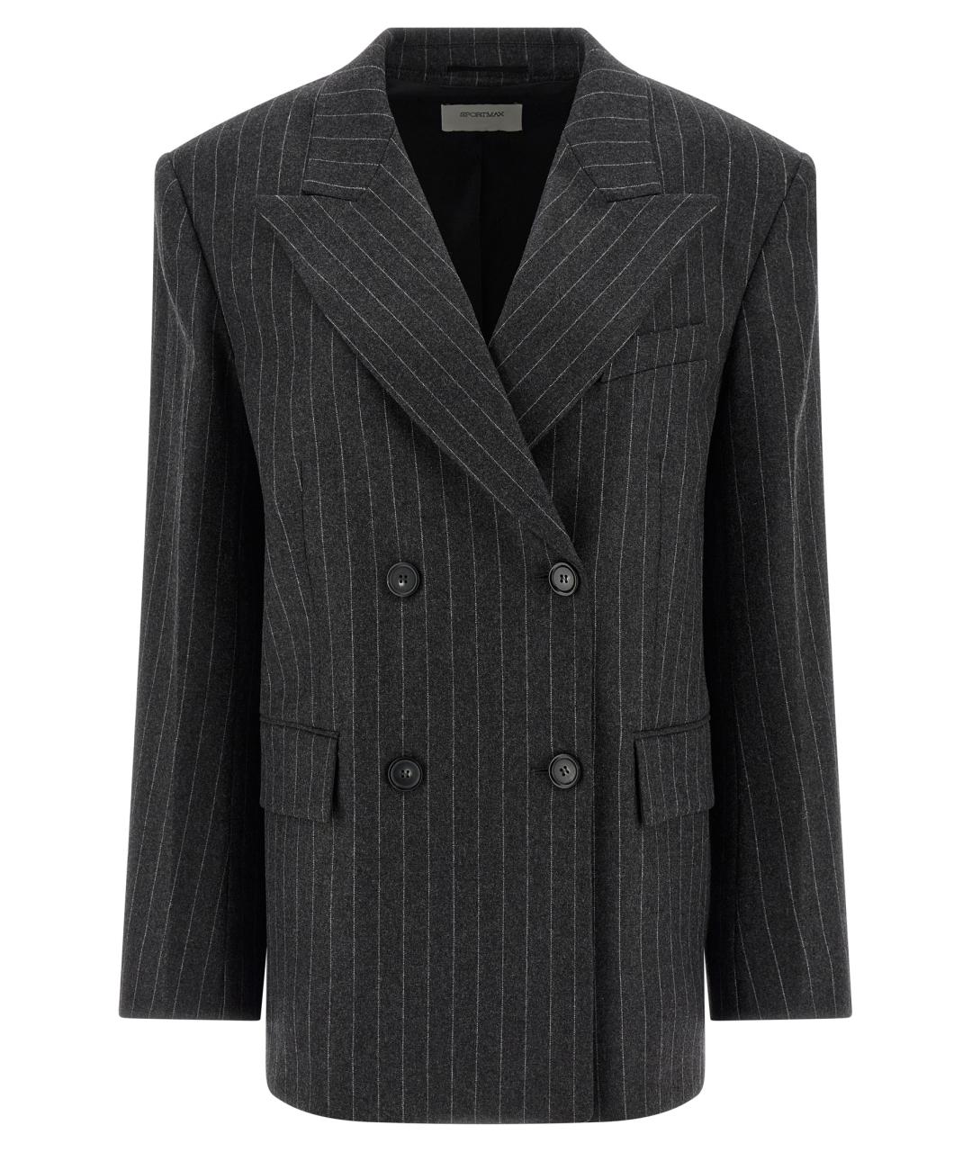 SPORTMAX Серый шерстяной жакет/пиджак, фото 1
