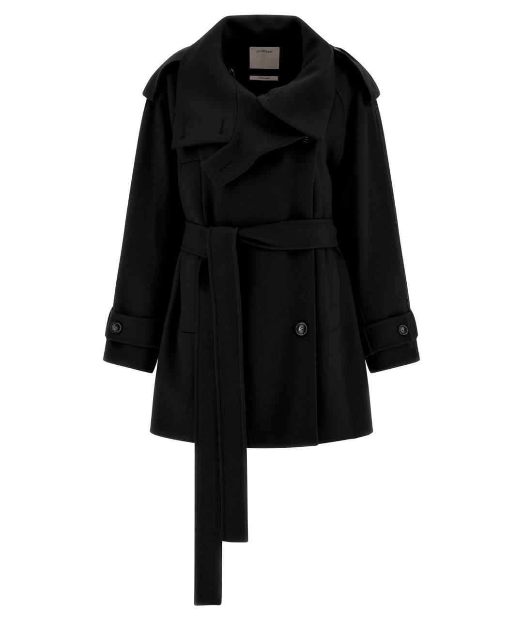 SPORTMAX Черный шерстяной тренч/плащ, фото 1