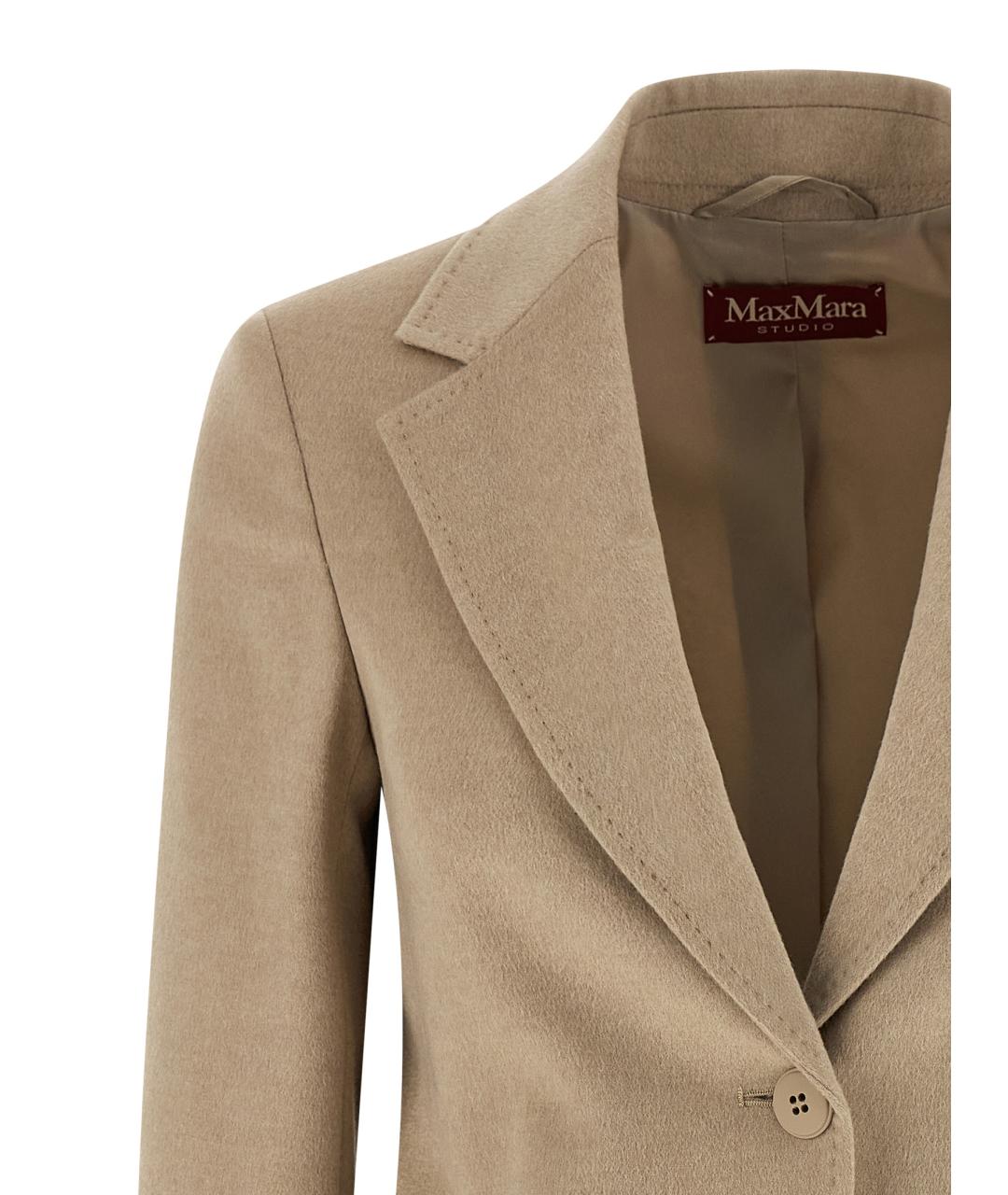 MAX MARA STUDIO Бежевый шерстяной жакет/пиджак, фото 3