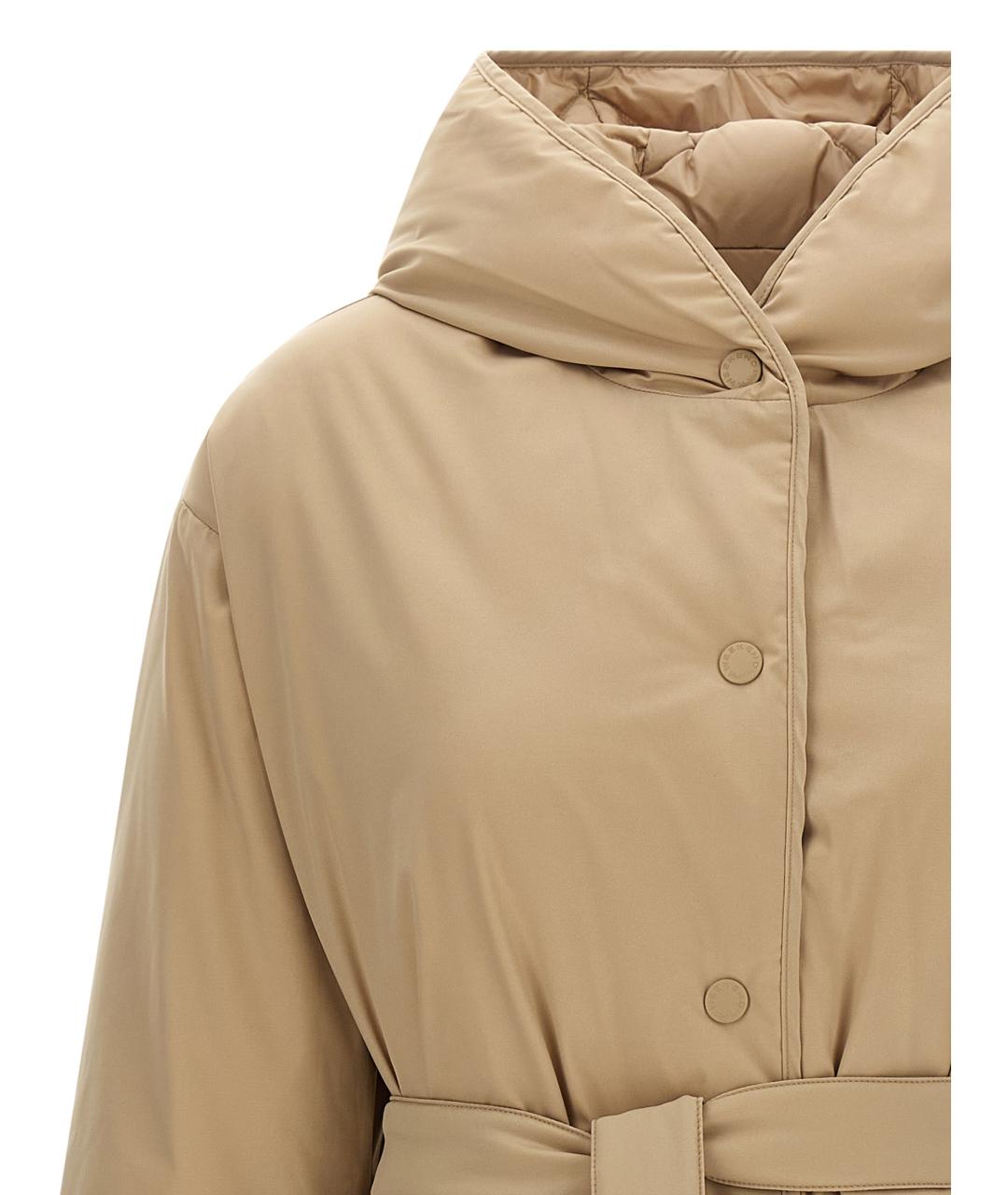 WEEKEND MAX MARA Бежевый полиэстеровый пуховик, фото 4