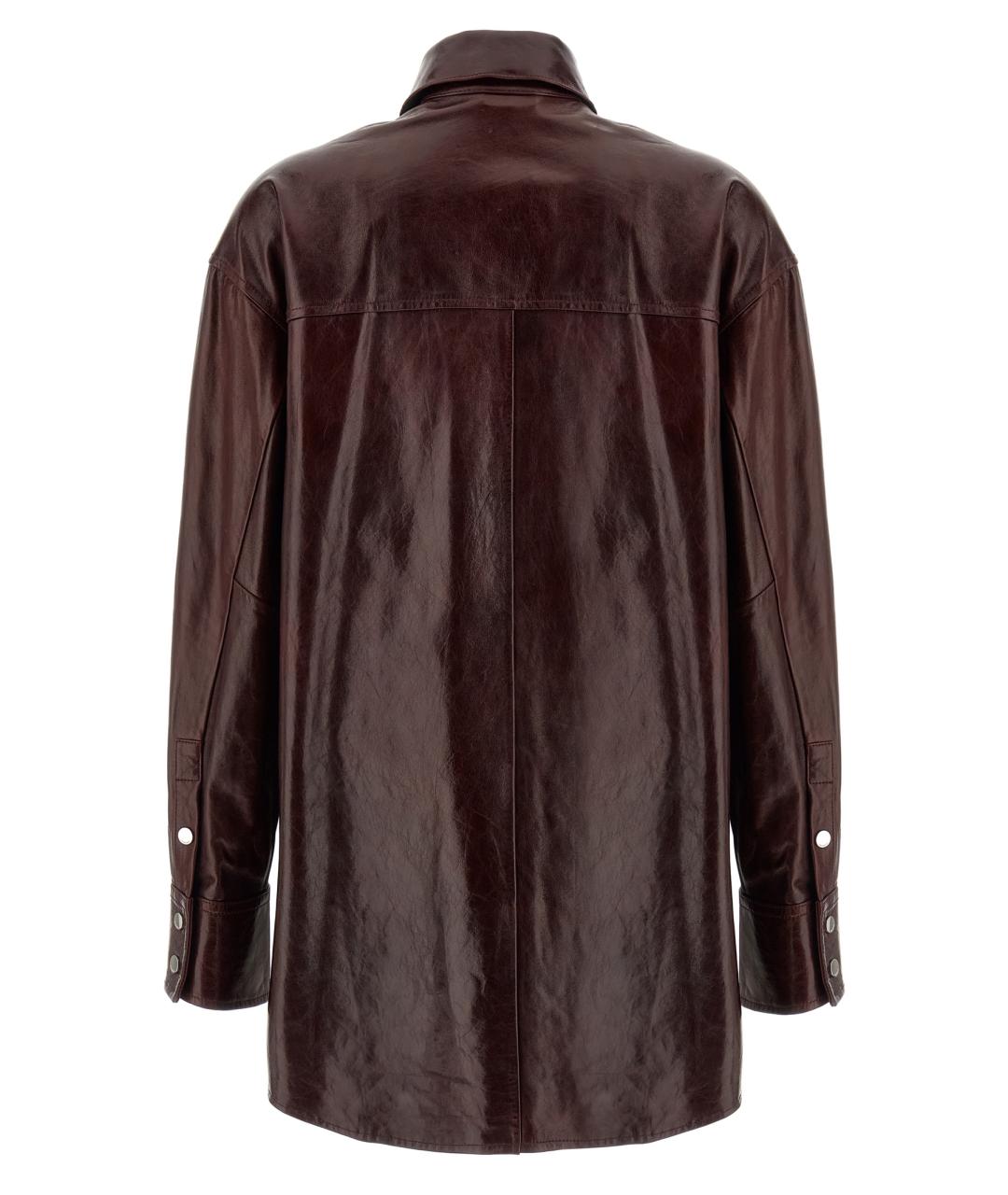 SPORTMAX Бордовая кожаная рубашка, фото 2