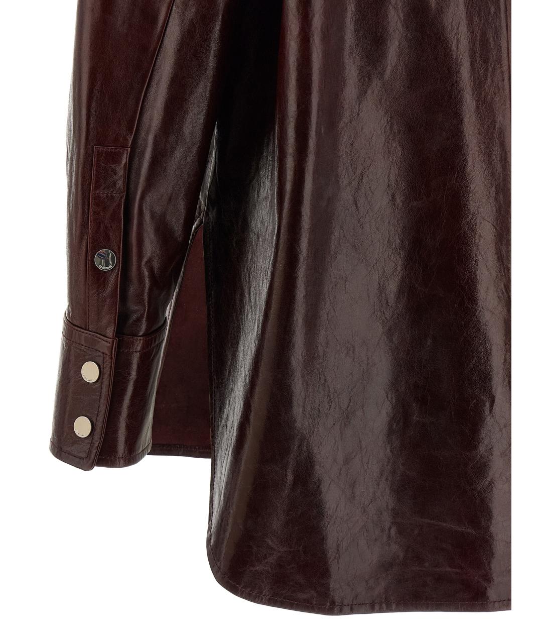 SPORTMAX Бордовая кожаная рубашка, фото 4