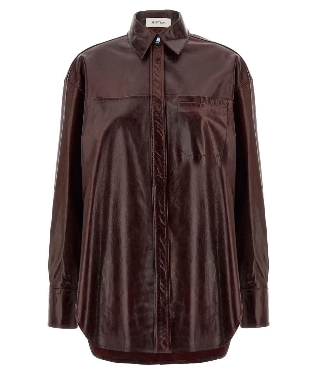 SPORTMAX Бордовая кожаная рубашка, фото 1