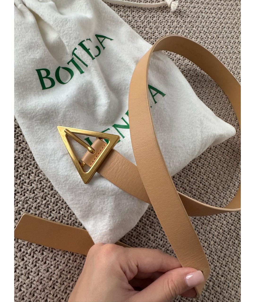 BOTTEGA VENETA Бежевый кожаный ремень, фото 6