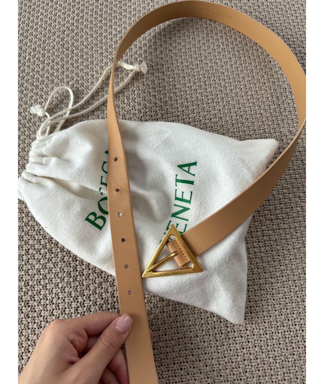 BOTTEGA VENETA Бежевый кожаный ремень, фото 2