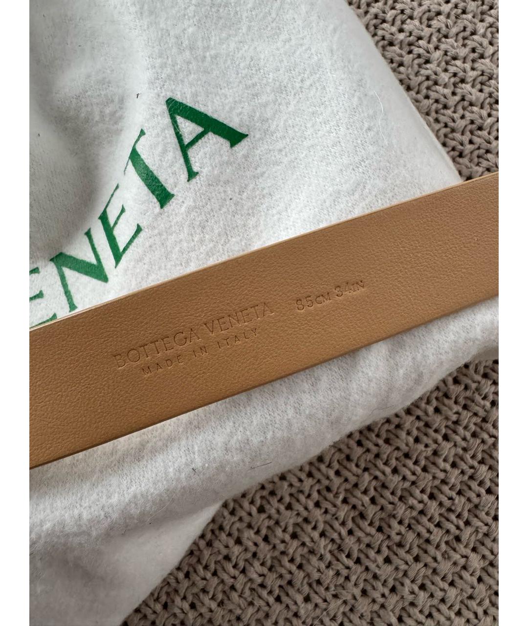 BOTTEGA VENETA Бежевый кожаный ремень, фото 3