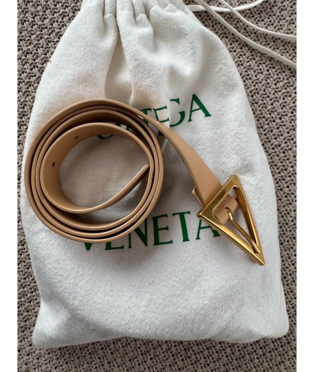BOTTEGA VENETA Бежевый кожаный ремень, фото 7