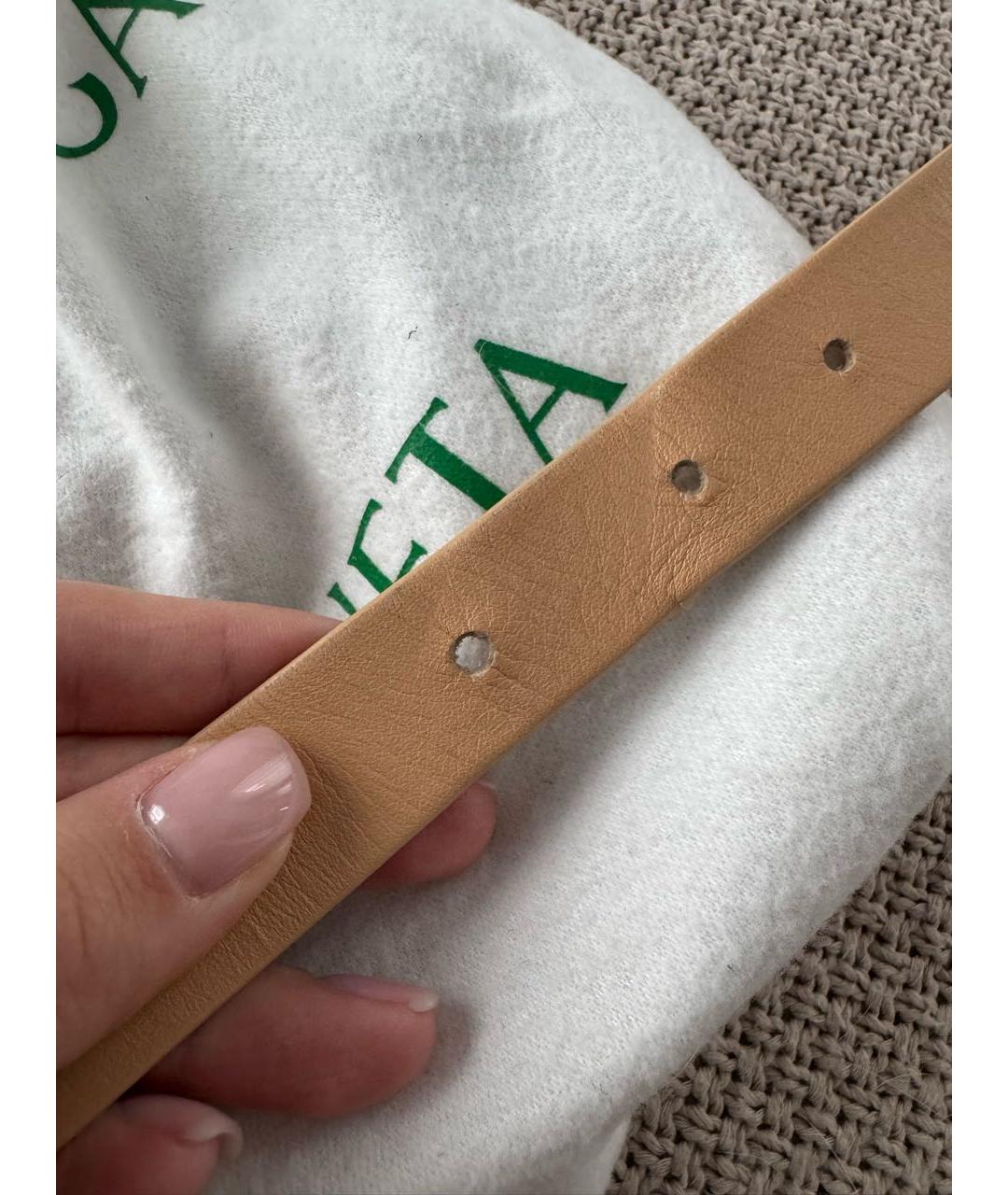 BOTTEGA VENETA Бежевый кожаный ремень, фото 4