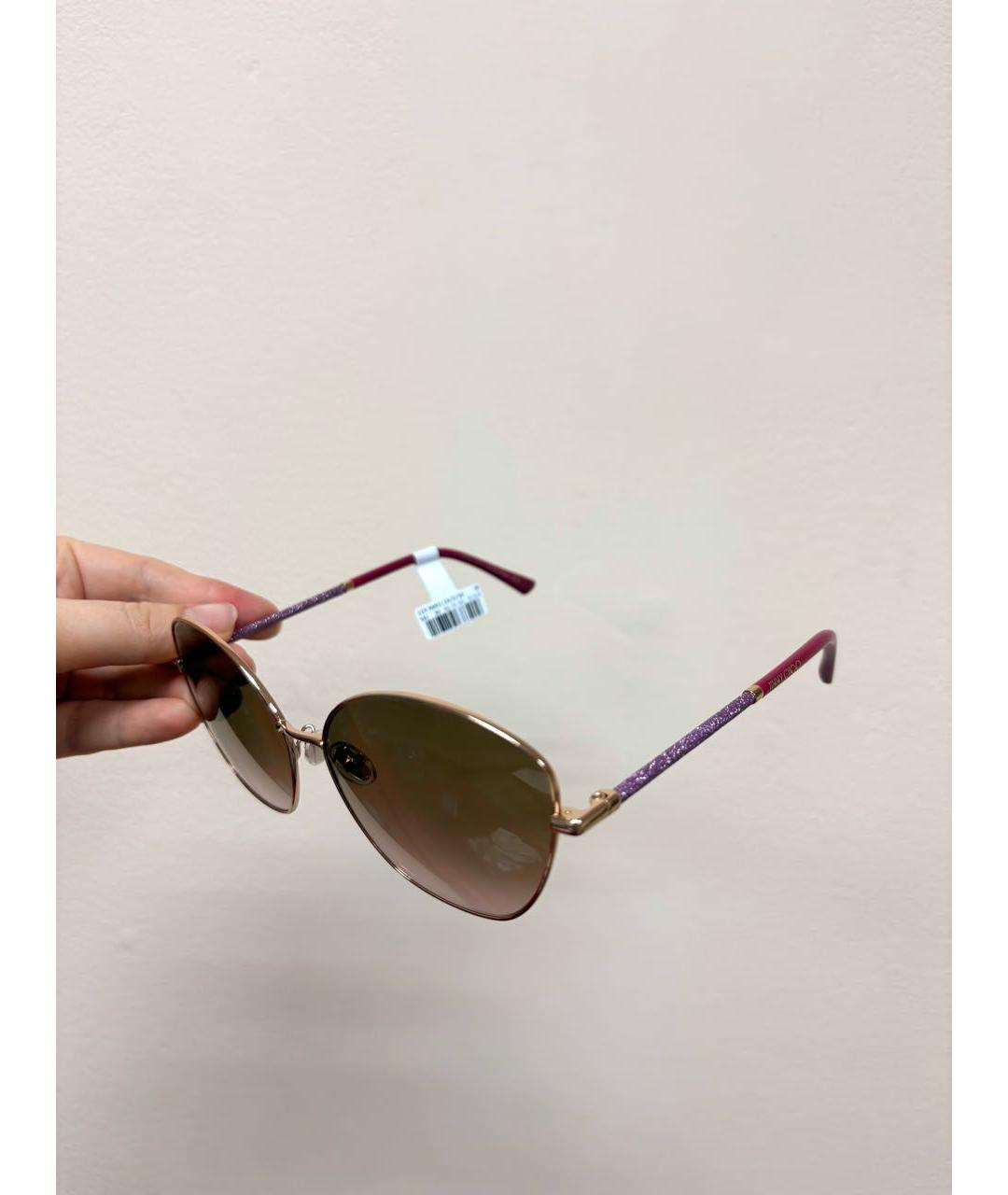 JIMMY CHOO Коричневые металлические солнцезащитные очки, фото 6