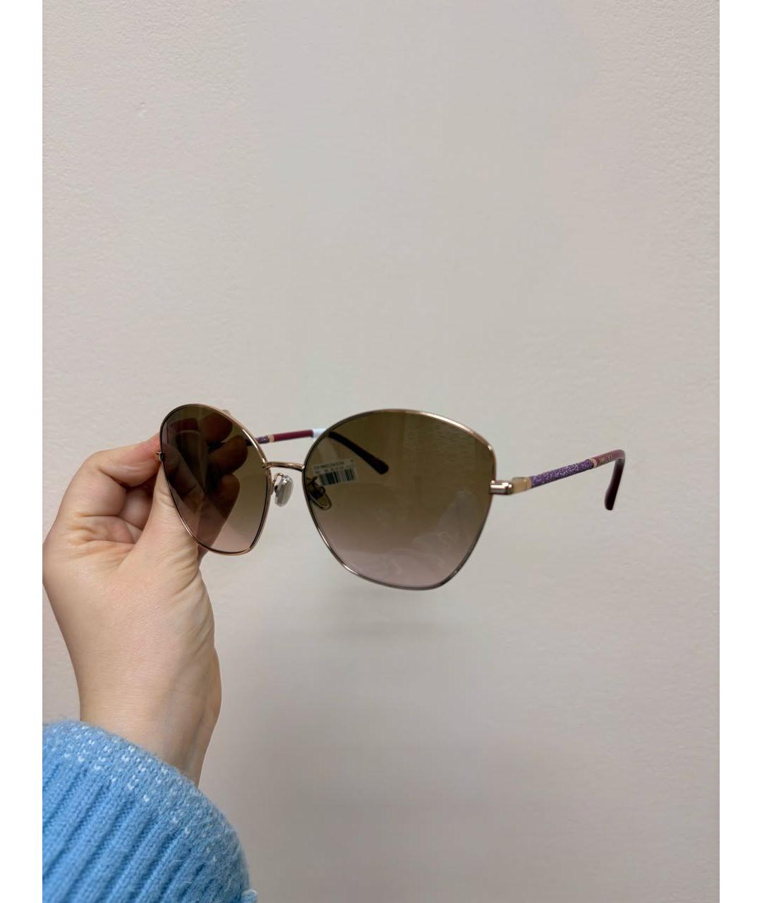 JIMMY CHOO Коричневые металлические солнцезащитные очки, фото 7