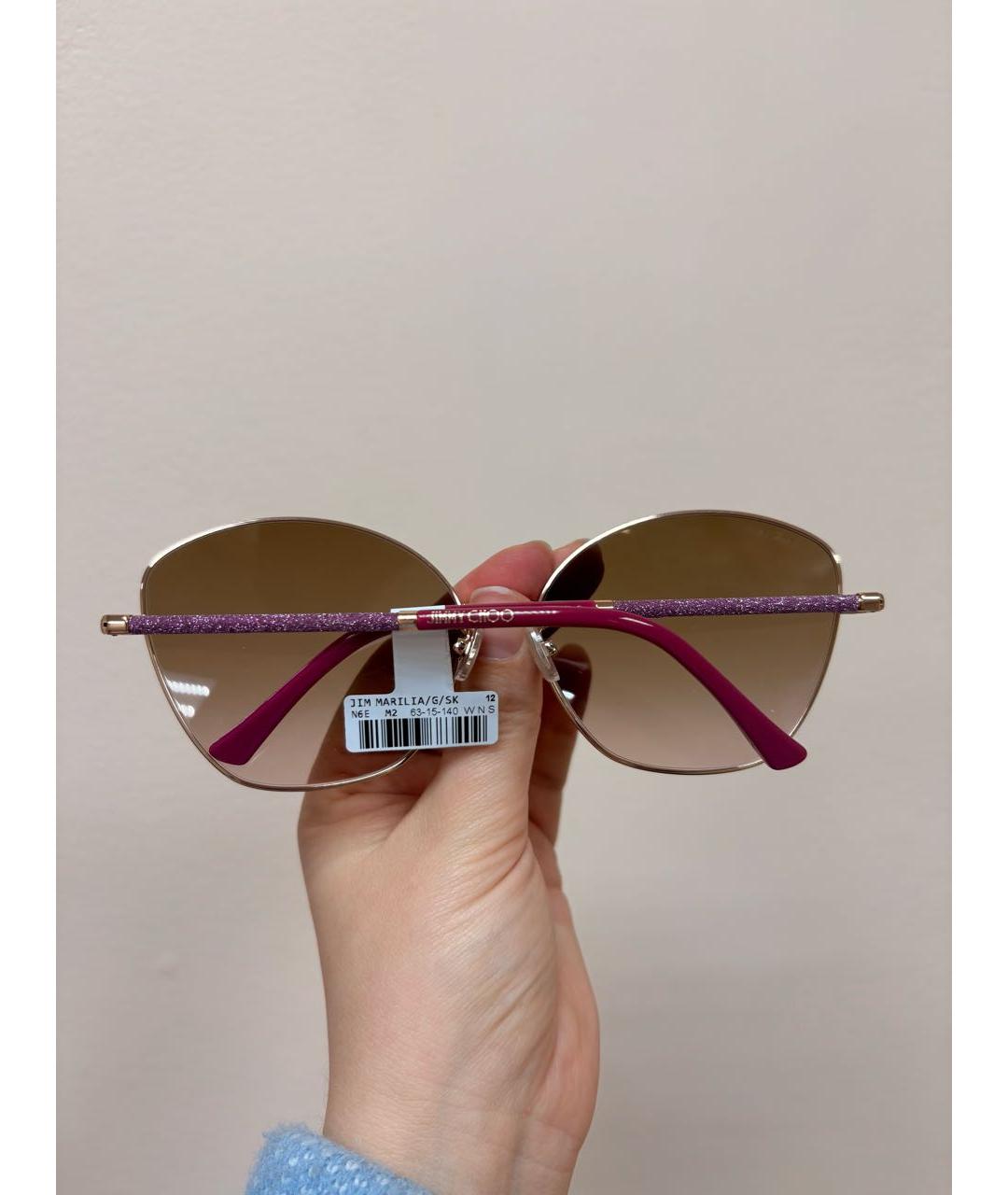 JIMMY CHOO Коричневые металлические солнцезащитные очки, фото 4