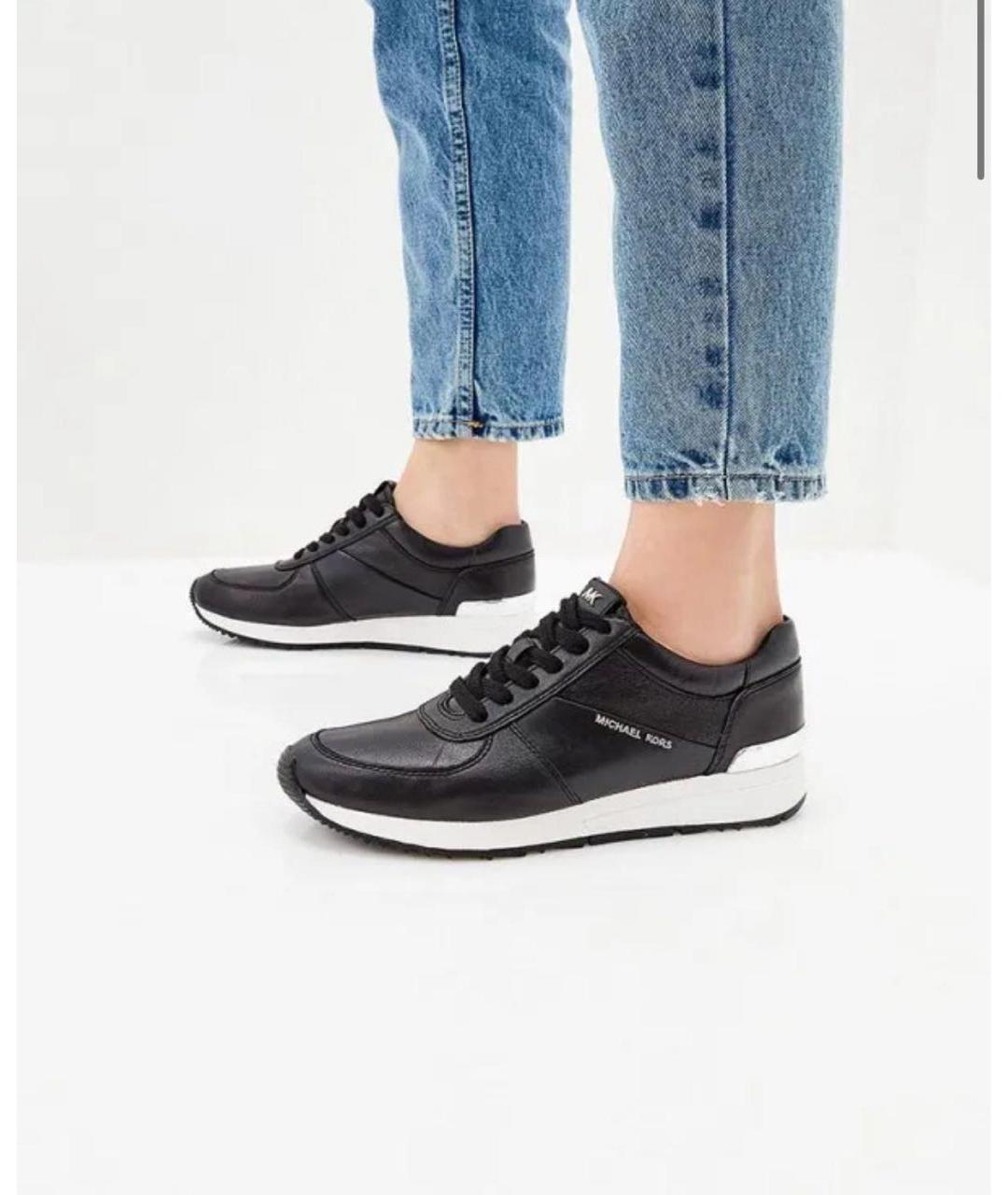 MICHAEL KORS Черные кожаные кроссовки, фото 2