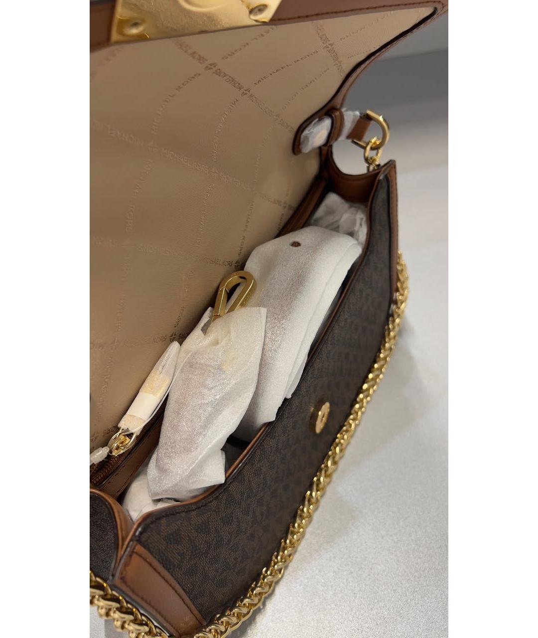 MICHAEL KORS Коричневая кожаная сумка через плечо, фото 4