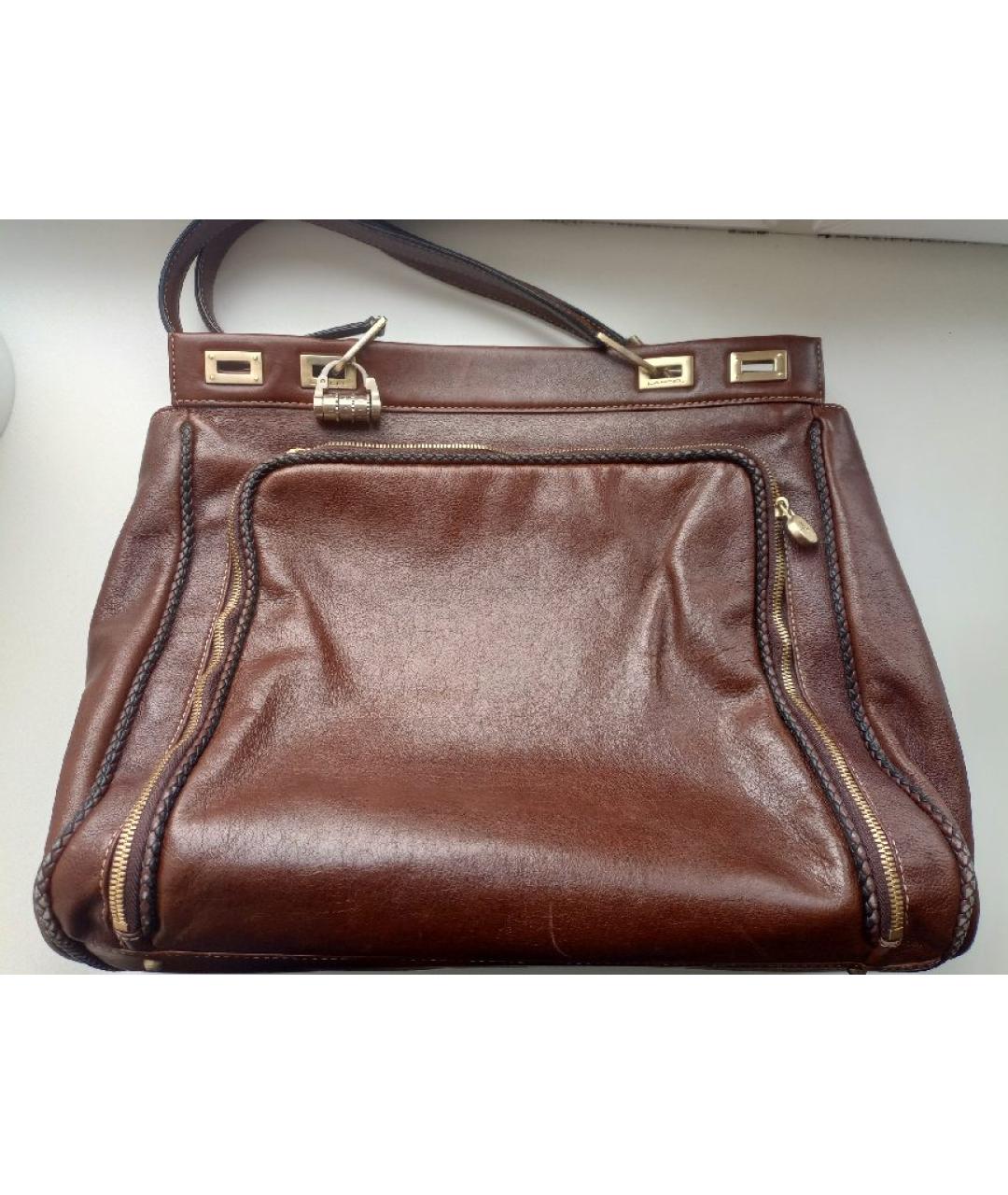 LANCEL Коричневая кожаная сумка тоут, фото 7