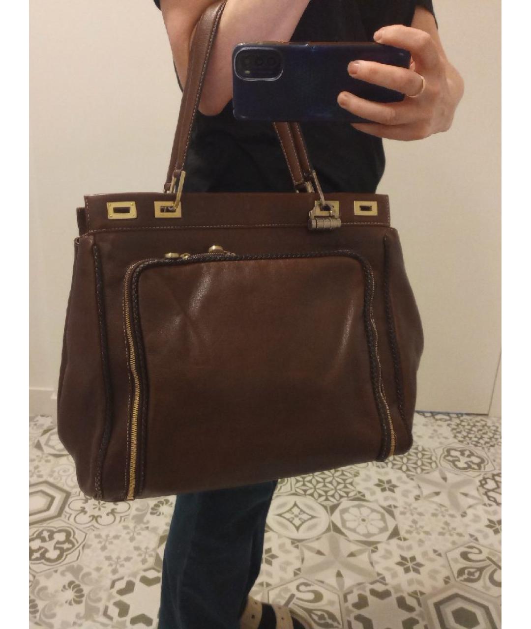 LANCEL Коричневая кожаная сумка тоут, фото 6