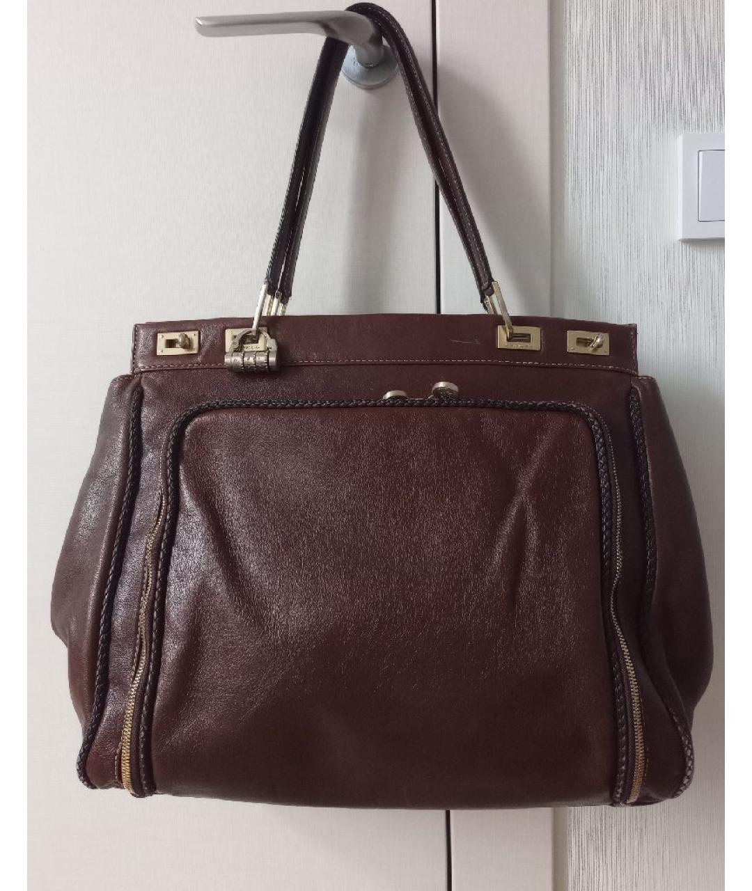 LANCEL Коричневая кожаная сумка тоут, фото 9