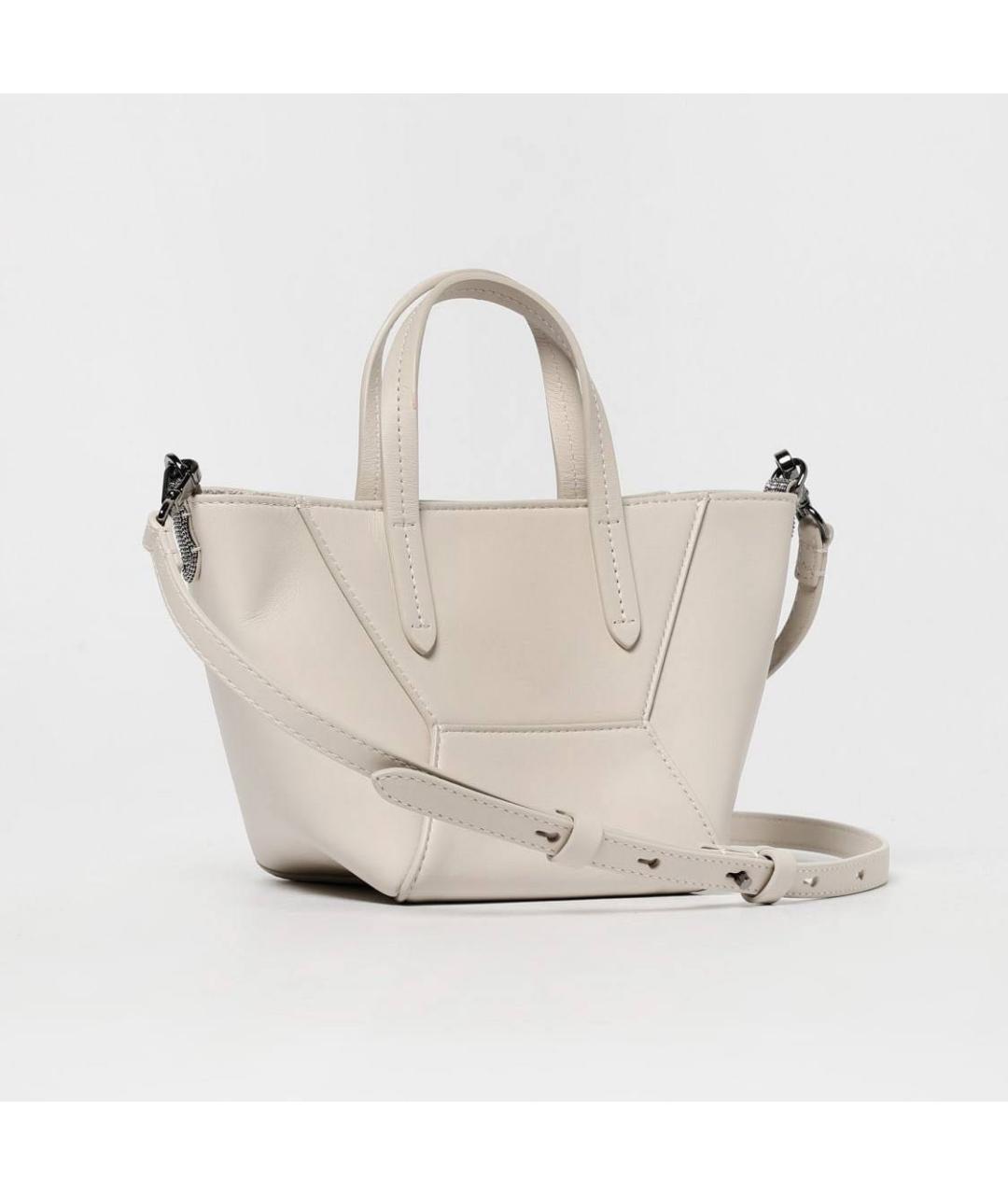 BRUNELLO CUCINELLI Бежевая кожаная сумка через плечо, фото 4