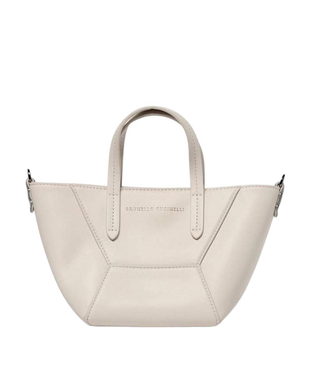 BRUNELLO CUCINELLI Бежевая кожаная сумка через плечо, фото 1