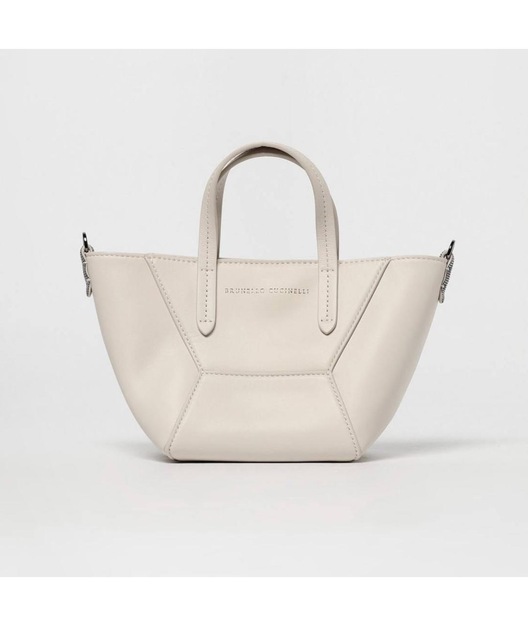 BRUNELLO CUCINELLI Бежевая кожаная сумка через плечо, фото 6