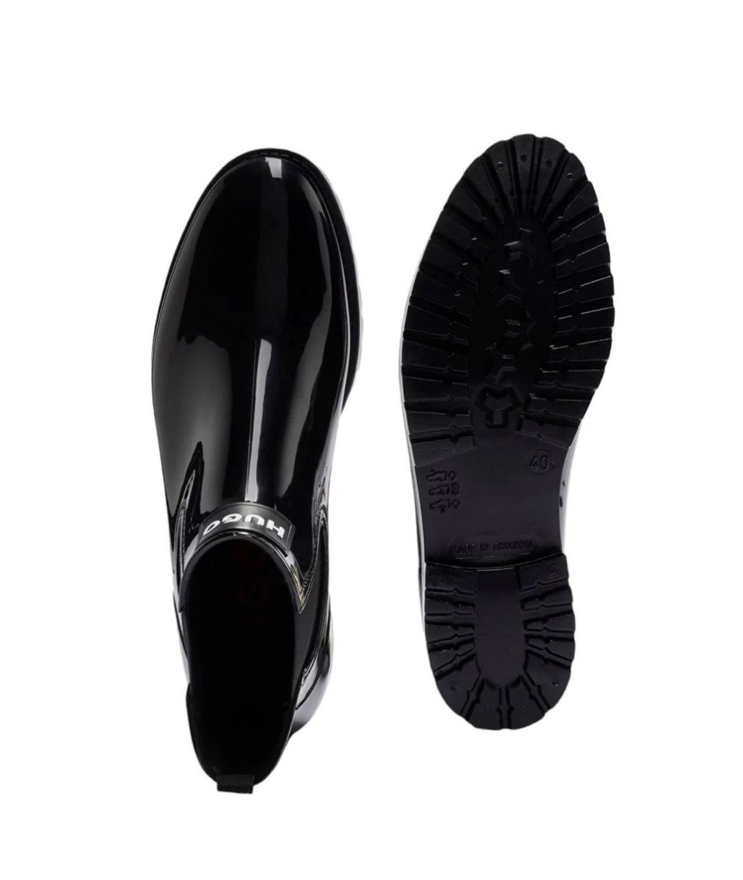 HUGO Черные полусапоги из лакированной кожи, фото 3