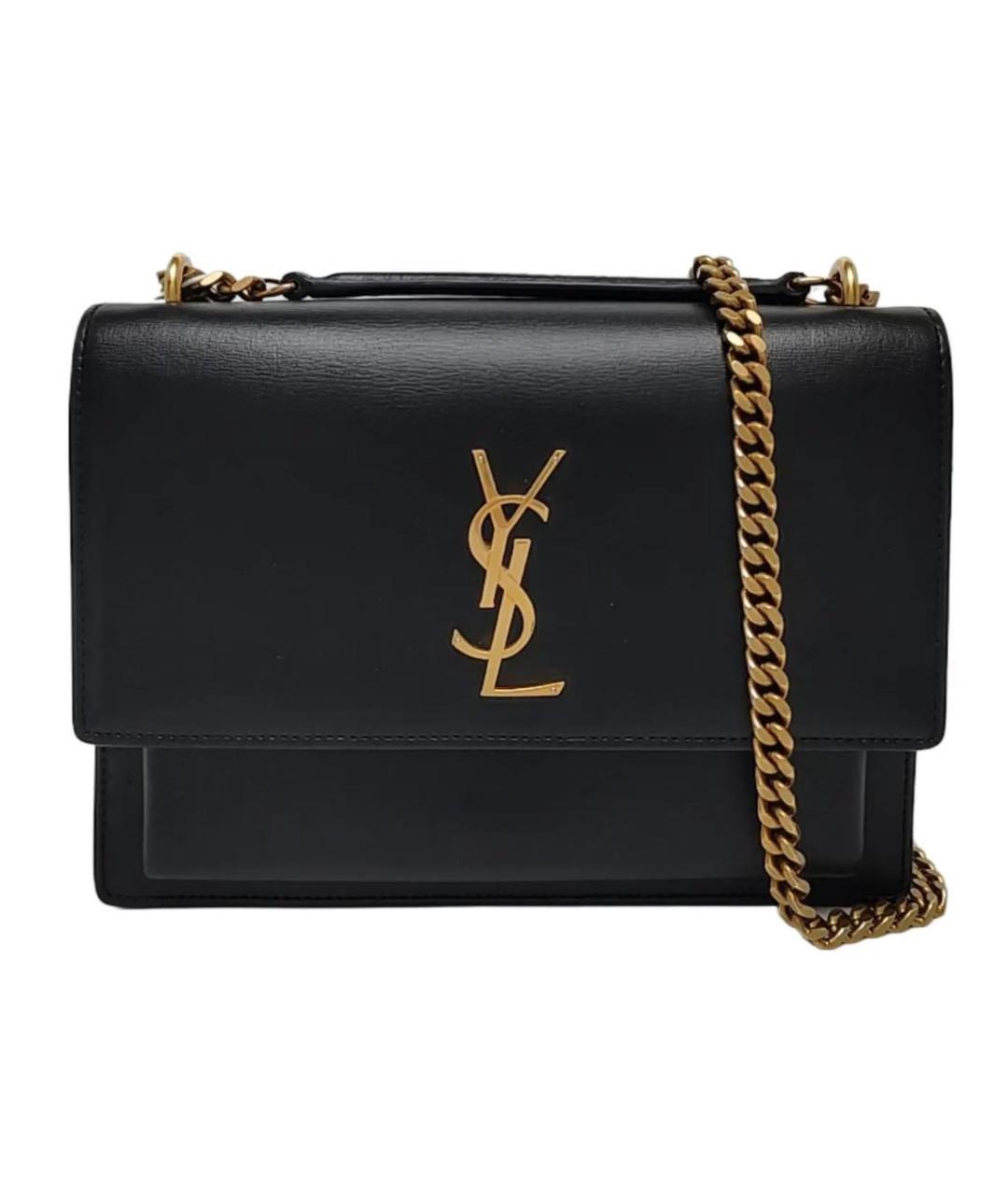 SAINT LAURENT Черная кожаная сумка через плечо, фото 1