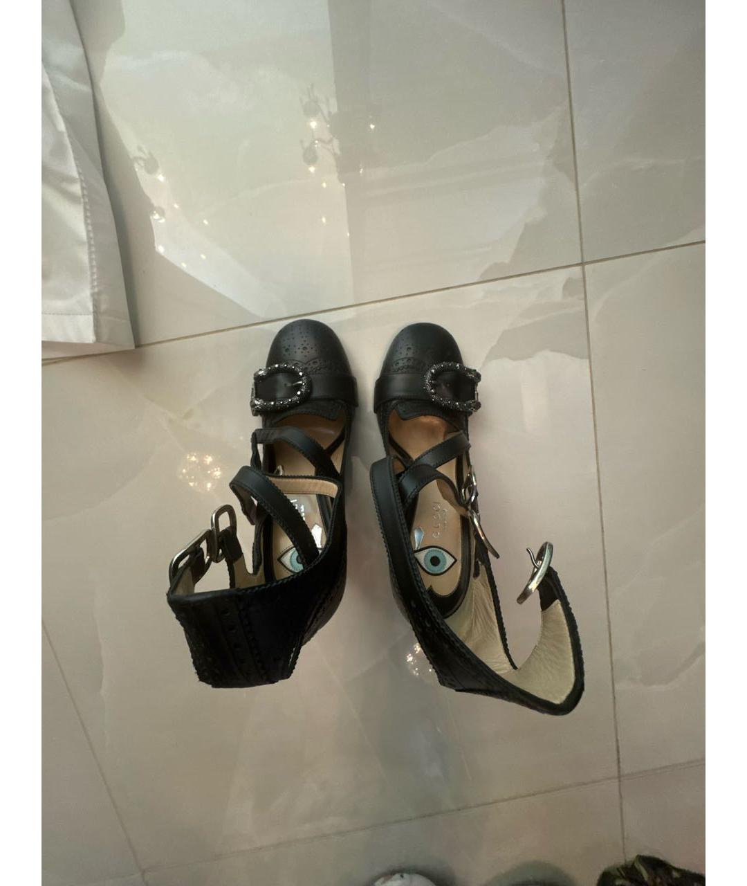 GUCCI Черные кожаные туфли, фото 3