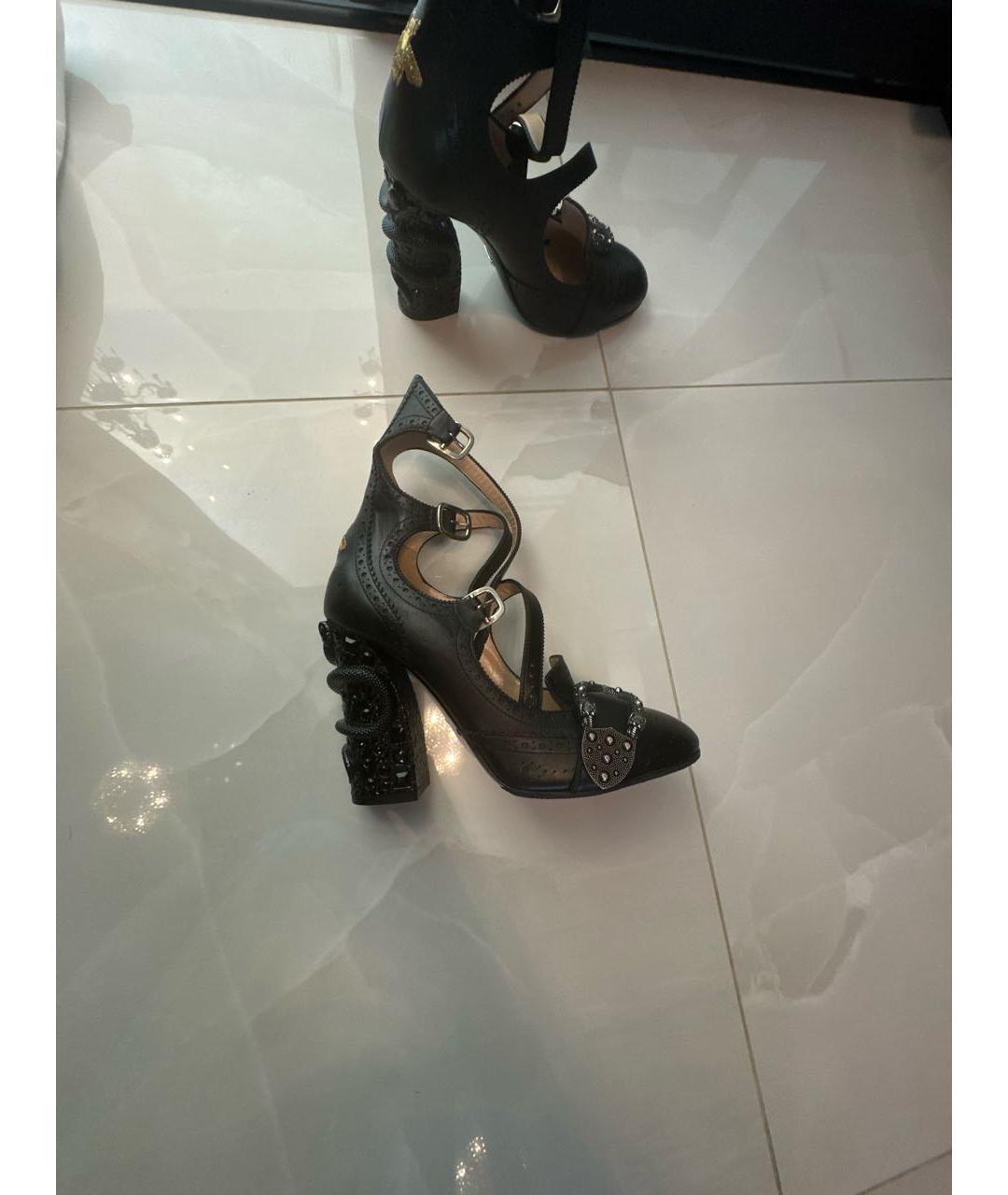 GUCCI Черные кожаные туфли, фото 6