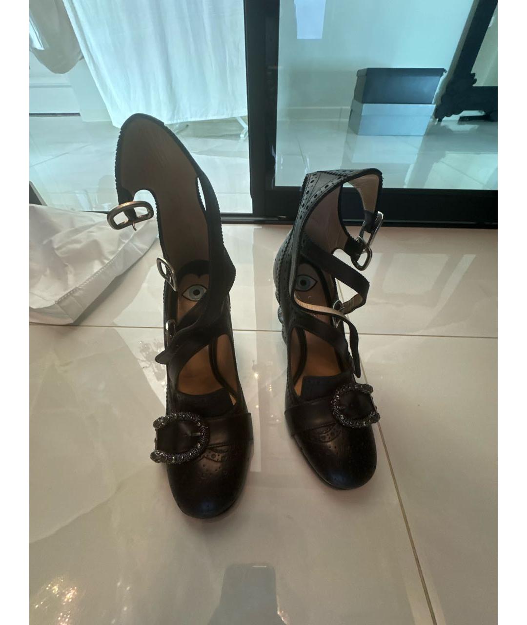 GUCCI Черные кожаные туфли, фото 2