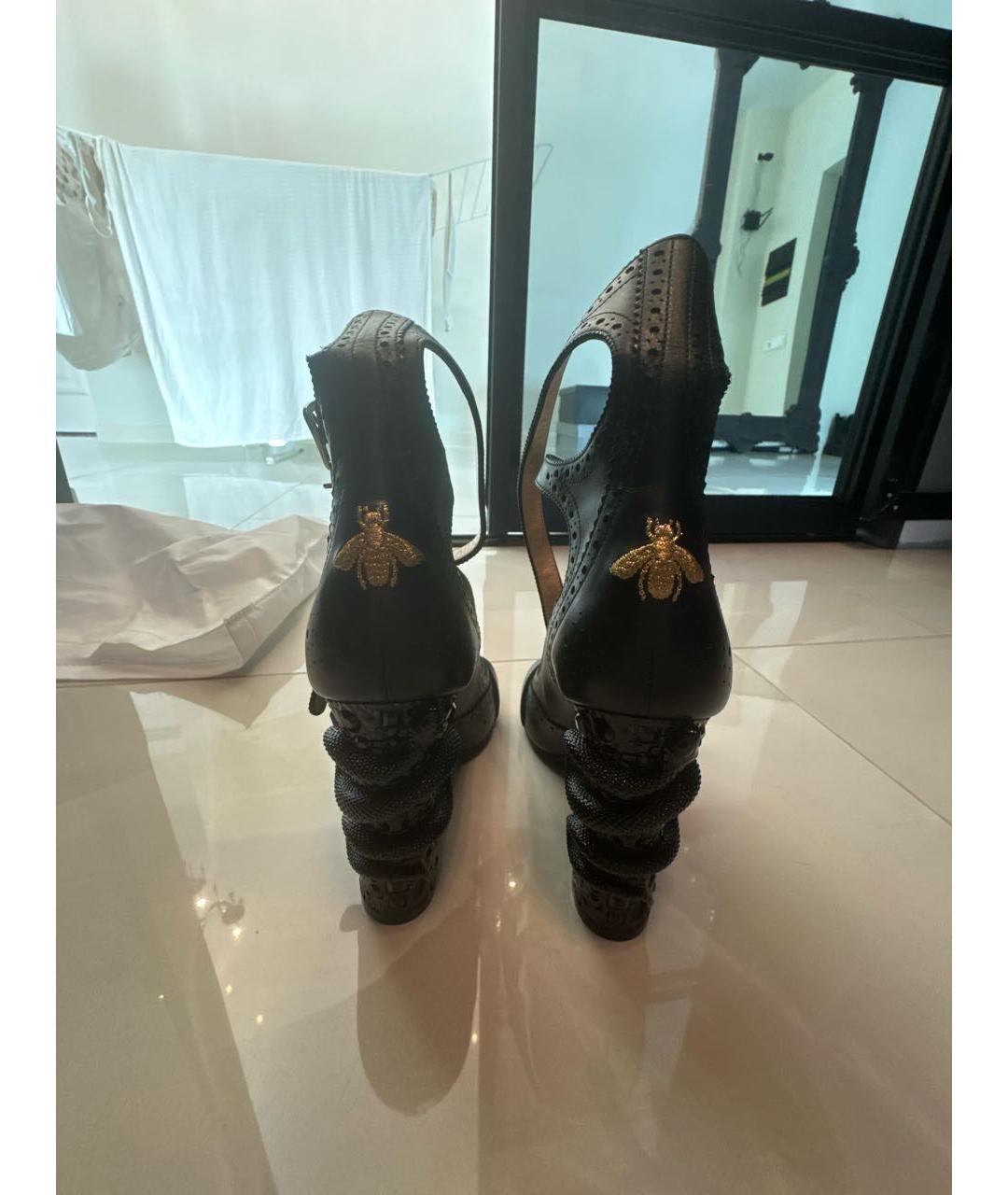 GUCCI Черные кожаные туфли, фото 4