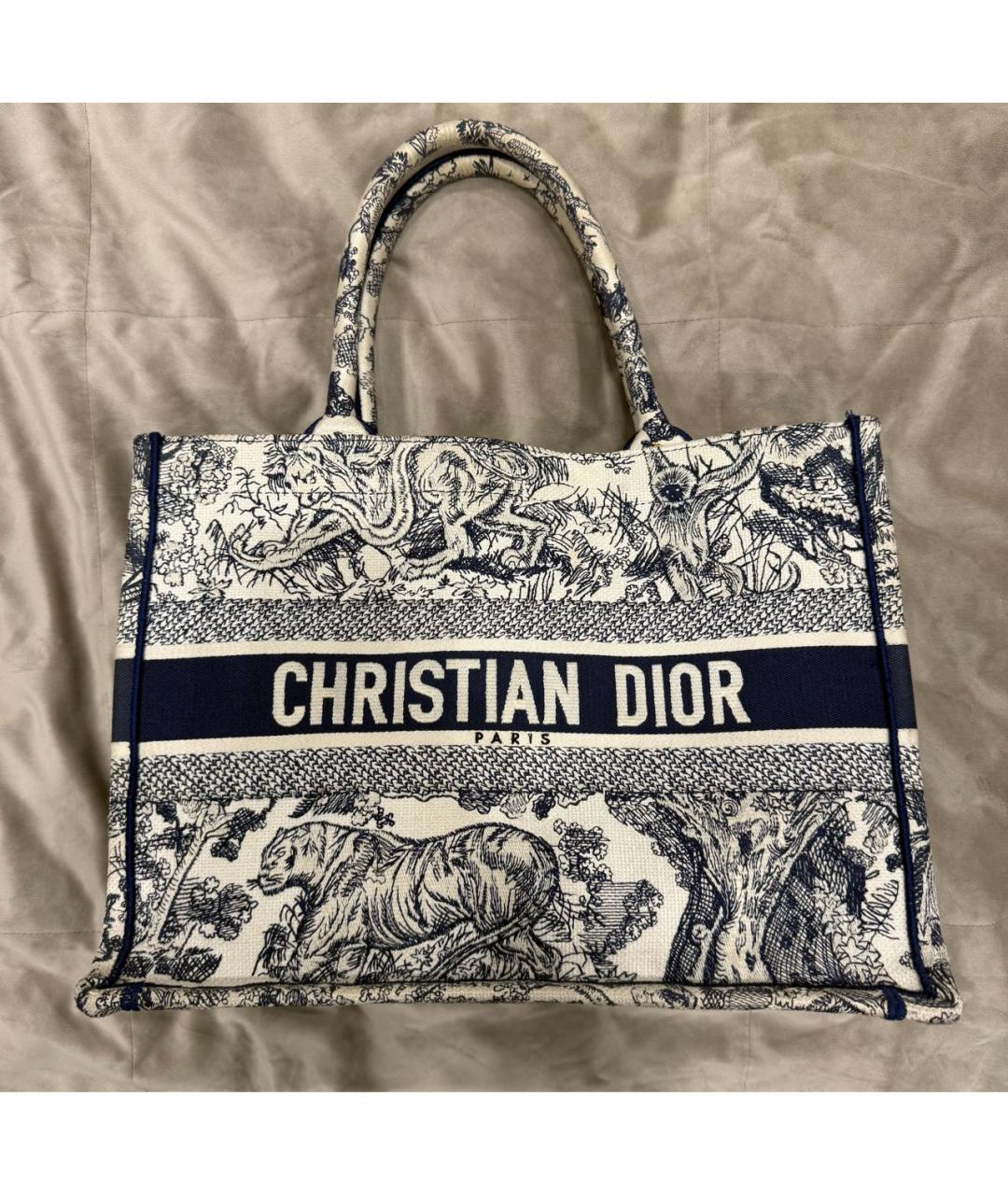 CHRISTIAN DIOR Белая тканевая сумка тоут, фото 6