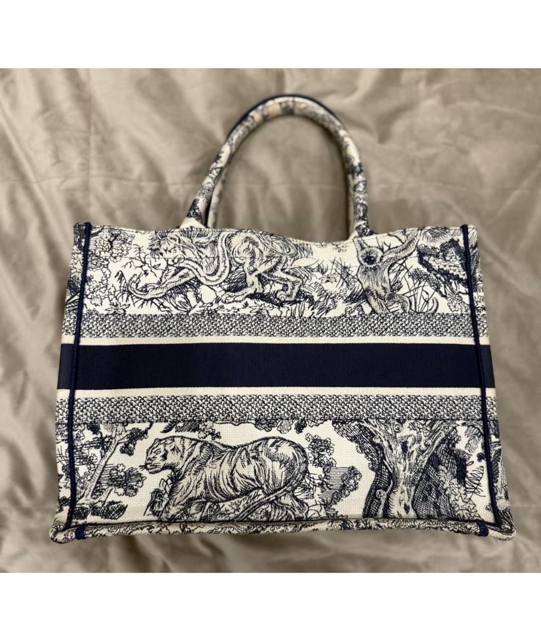 CHRISTIAN DIOR Белая тканевая сумка тоут, фото 3