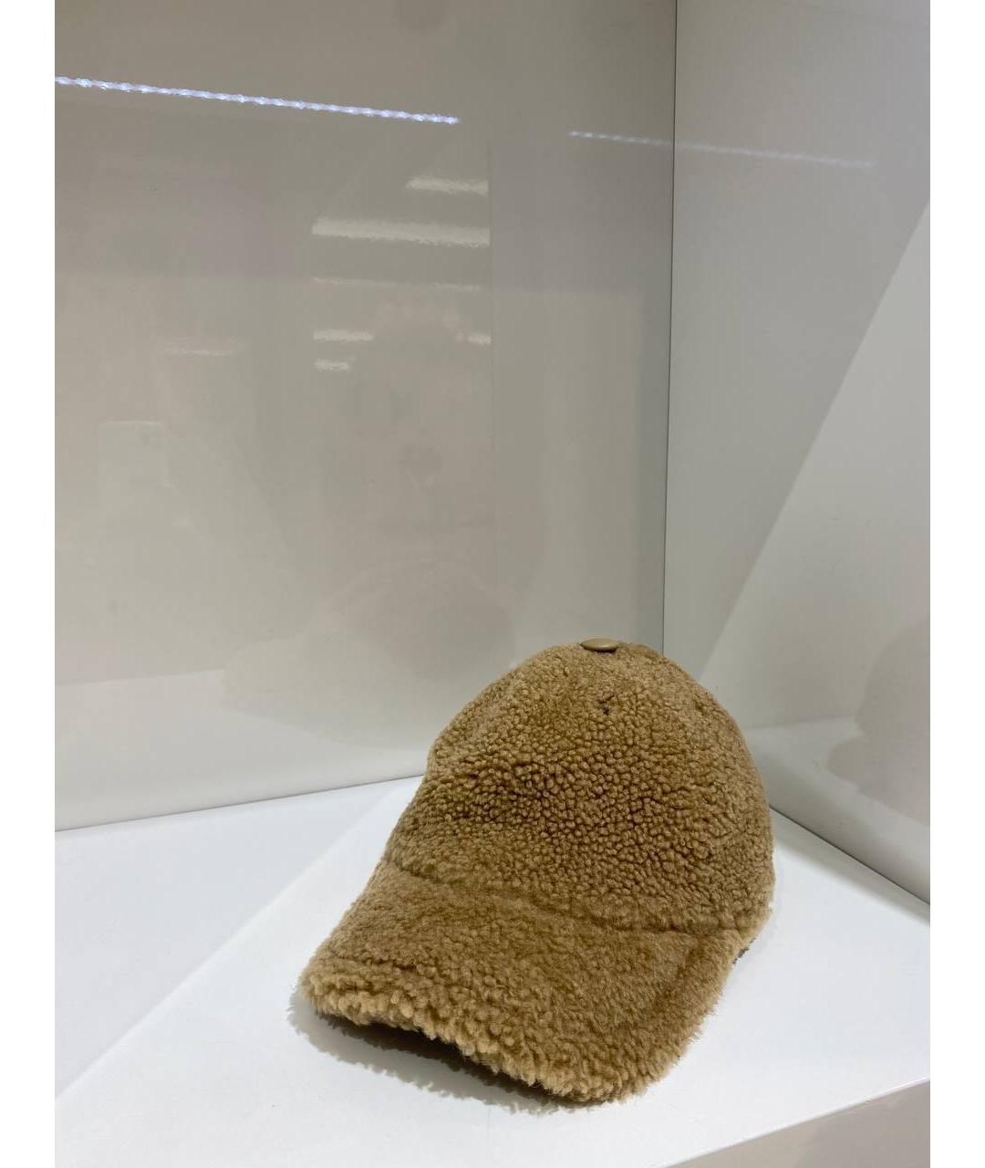 YVES SALOMON Бежевая шерстяная кепка, фото 3