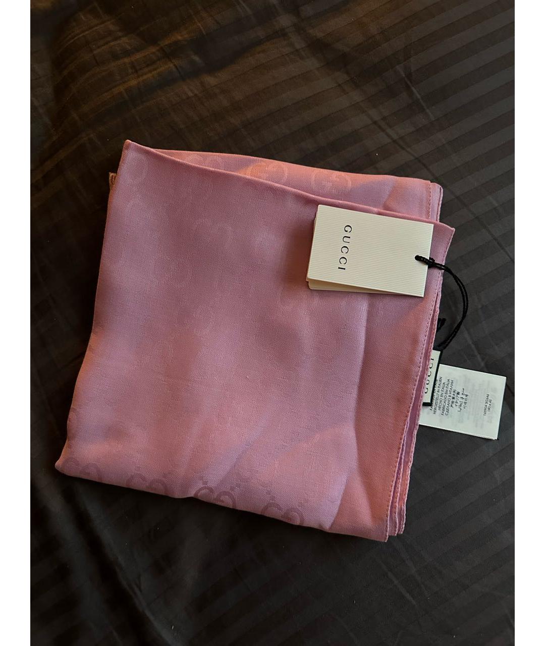 GUCCI Розовый шерстяной шарф, фото 3