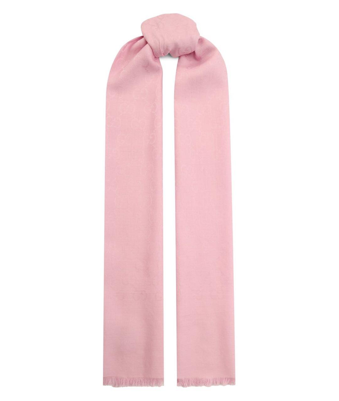 GUCCI Розовый шерстяной шарф, фото 1