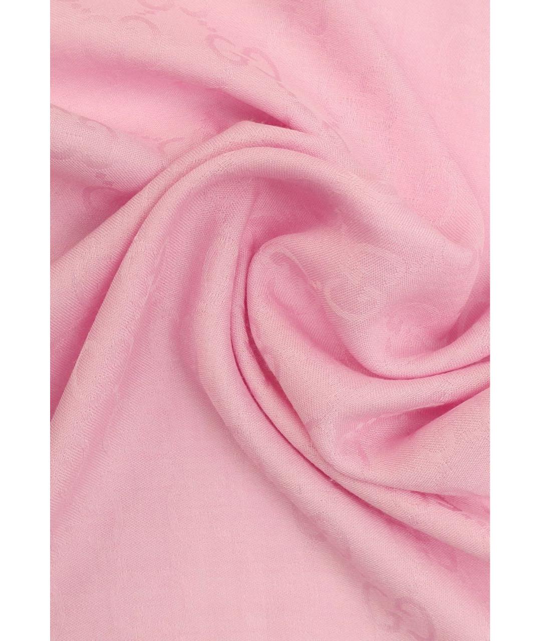 GUCCI Розовый шерстяной шарф, фото 2