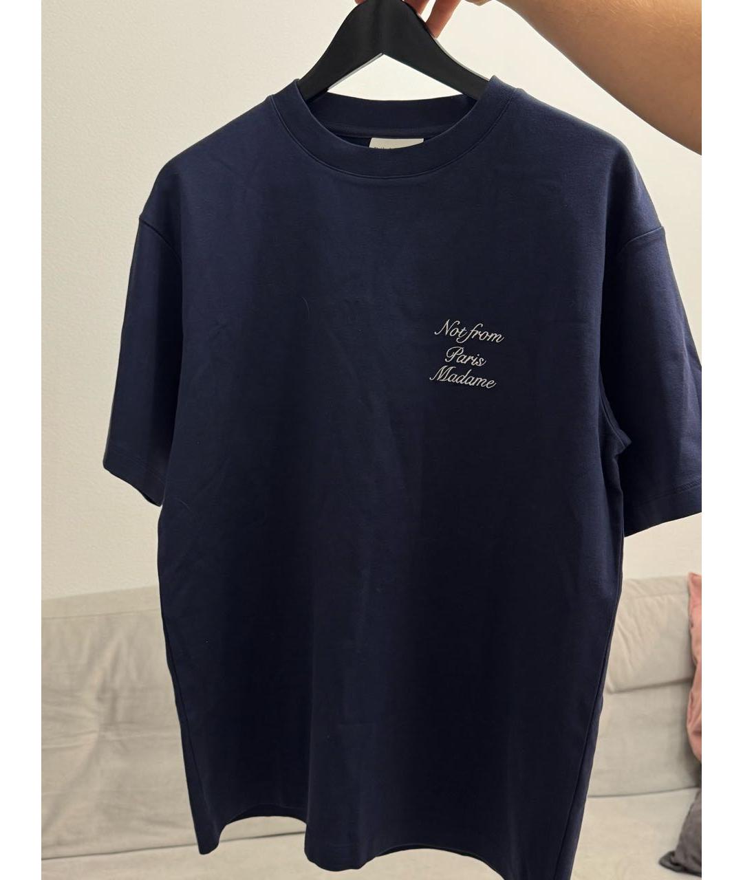 Drole de Monsieur Темно-синяя хлопковая футболка, фото 5