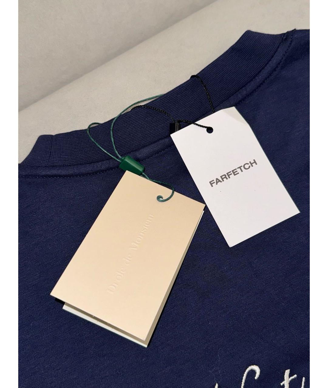 Drole de Monsieur Темно-синяя хлопковая футболка, фото 4