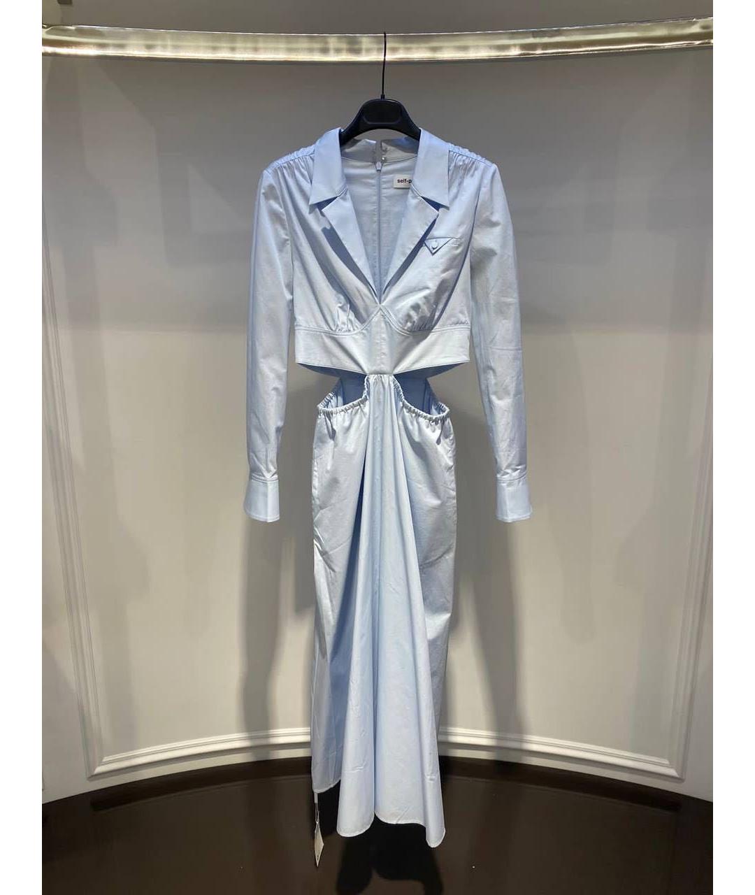 SELF-PORTRAIT Голубое хлопковое повседневное платье, фото 2