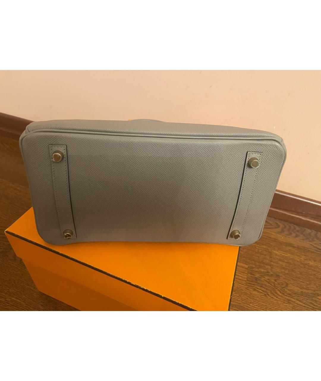 HERMES Серая кожаная сумка тоут, фото 3